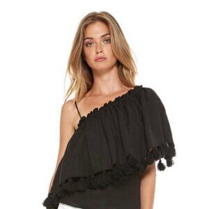 MISA Bessie Asymmetric Ruffle Top XS